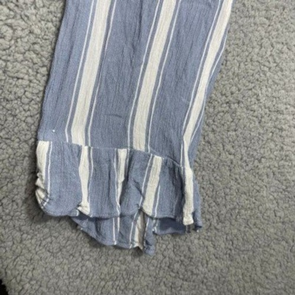 American Eagle Outfitters Top Womens XL Blue‎ White Striped Lace Up Ruffle 0462 - Picture 14 of 16